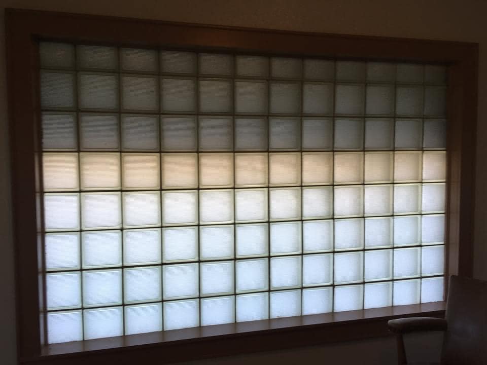 Glass block window inside the WERH building